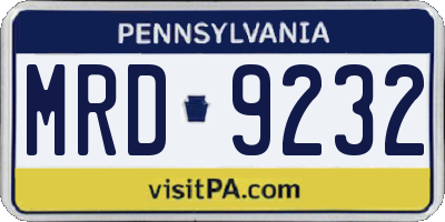 PA license plate MRD9232