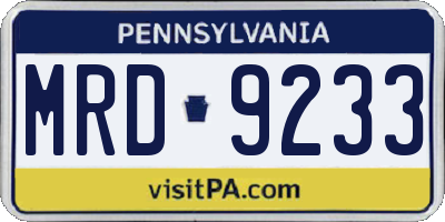 PA license plate MRD9233