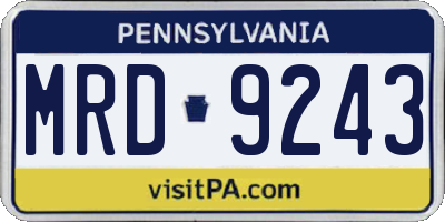 PA license plate MRD9243