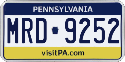 PA license plate MRD9252