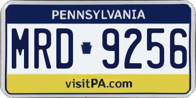PA license plate MRD9256