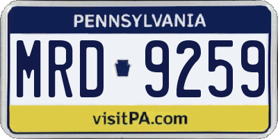 PA license plate MRD9259