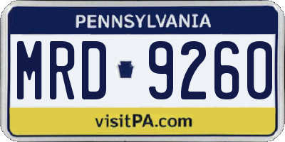 PA license plate MRD9260