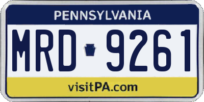 PA license plate MRD9261