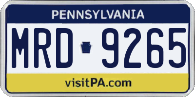 PA license plate MRD9265