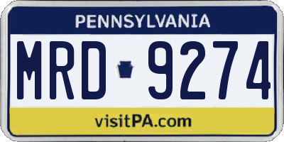 PA license plate MRD9274