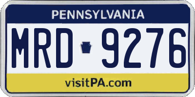 PA license plate MRD9276