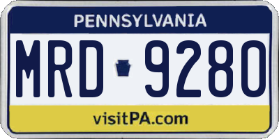 PA license plate MRD9280
