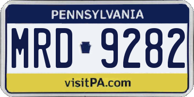 PA license plate MRD9282