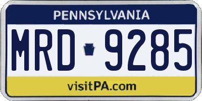 PA license plate MRD9285