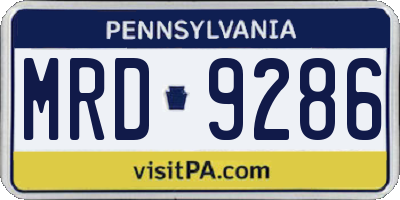 PA license plate MRD9286