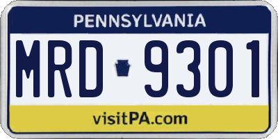 PA license plate MRD9301