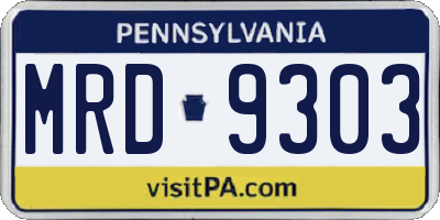 PA license plate MRD9303