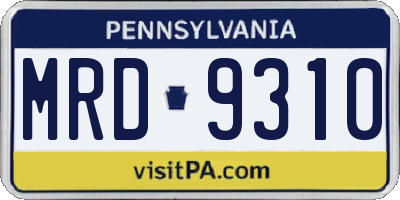 PA license plate MRD9310