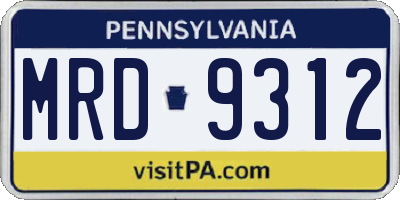 PA license plate MRD9312