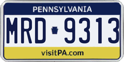 PA license plate MRD9313