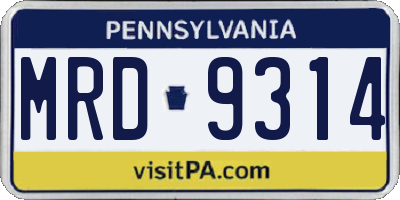 PA license plate MRD9314