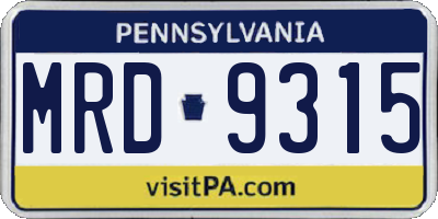 PA license plate MRD9315
