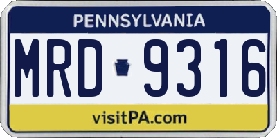 PA license plate MRD9316