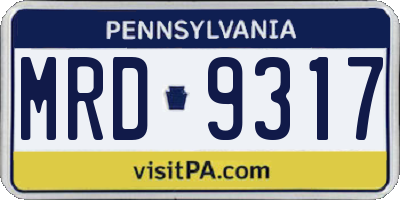 PA license plate MRD9317