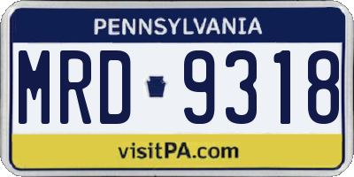 PA license plate MRD9318