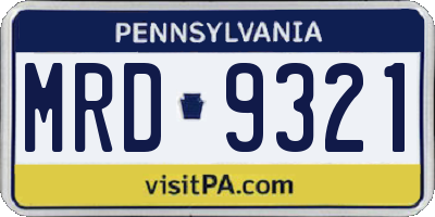 PA license plate MRD9321