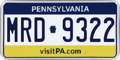 PA license plate MRD9322