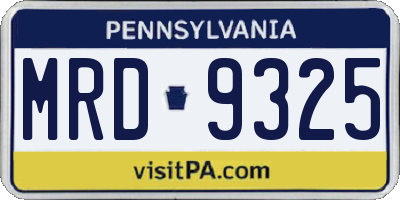 PA license plate MRD9325