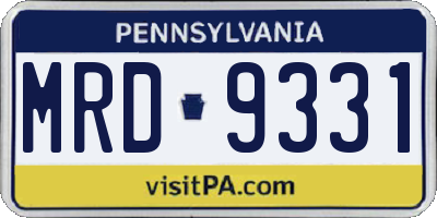 PA license plate MRD9331