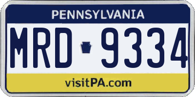PA license plate MRD9334