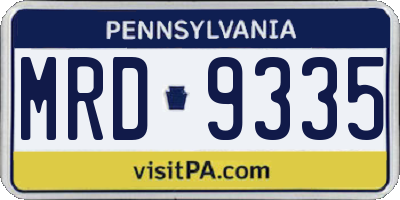 PA license plate MRD9335