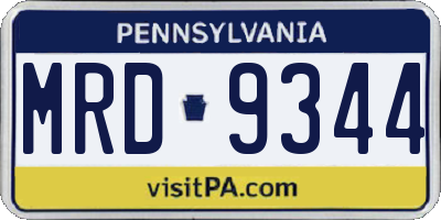 PA license plate MRD9344