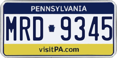 PA license plate MRD9345