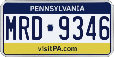 PA license plate MRD9346