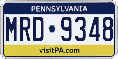 PA license plate MRD9348