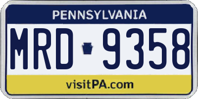 PA license plate MRD9358