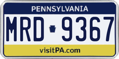 PA license plate MRD9367