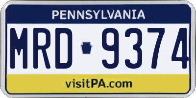 PA license plate MRD9374