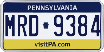 PA license plate MRD9384
