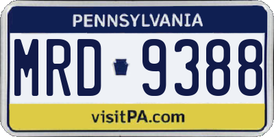 PA license plate MRD9388