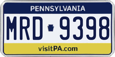 PA license plate MRD9398