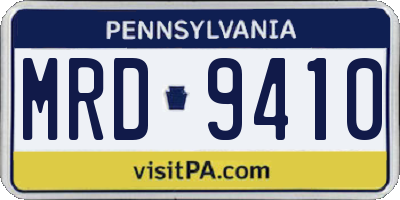 PA license plate MRD9410