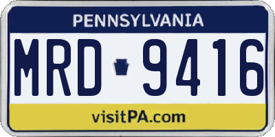 PA license plate MRD9416
