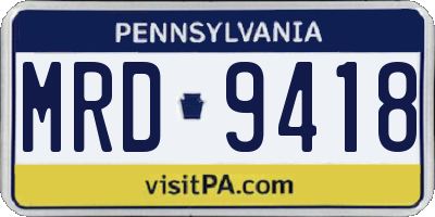 PA license plate MRD9418