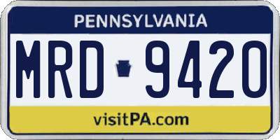 PA license plate MRD9420