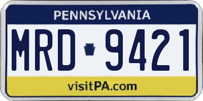 PA license plate MRD9421