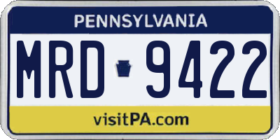PA license plate MRD9422