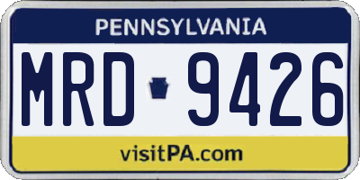 PA license plate MRD9426