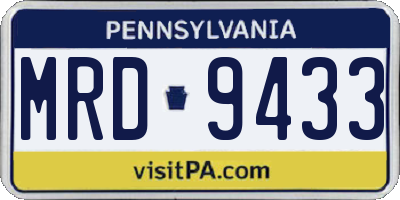 PA license plate MRD9433