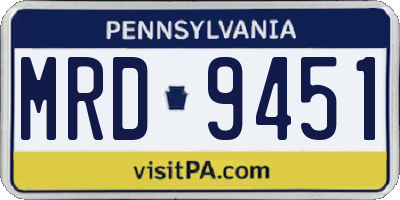PA license plate MRD9451